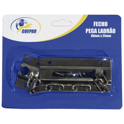 Imagem de Kit 2 Fecho Pega Ladrão Aço Com Corrente 88Mm X 25Mm Portas