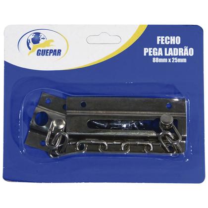 Imagem de Kit 2 Fecho Pega Ladrão Aço com Corrente 88mm x 25mm Portas