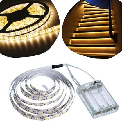 Imagem de Kit 2 Fios Fita Led Luz Amarela 120 Lâmpadas Led 2m à Pilha