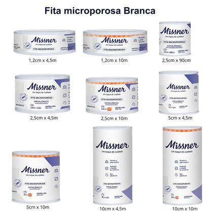 Imagem de Kit 2 Fita Microporosa Branca 1,2cm X 4,5m - Missner