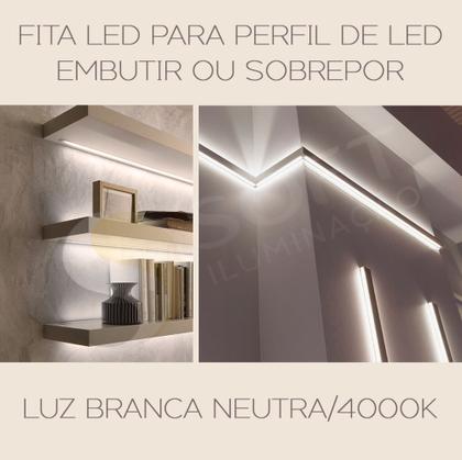 Imagem de Kit 2 Fitas LED P/ Perfil de LED - 3528 IP20 Rolo 5m-120 Leds/Metro Luz Branca Neutra/4000K