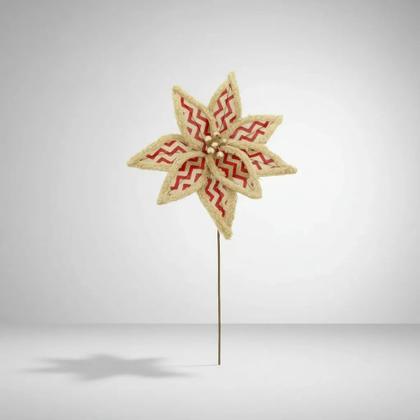 Imagem de Kit 2 Flores Poinsetia Juta Bege E Vermelho Natal 55x30 Cm