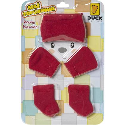 Imagem de Kit 2 Fofurinhas Touca Luva e Meia Bebê Recém Nascido Menina
