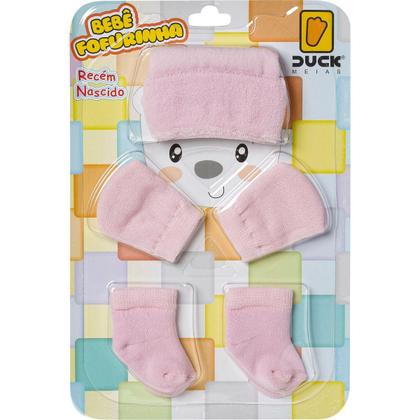 Imagem de Kit 2 Fofurinhas Touca Luva e Meia Bebê Recém Nascido Menina