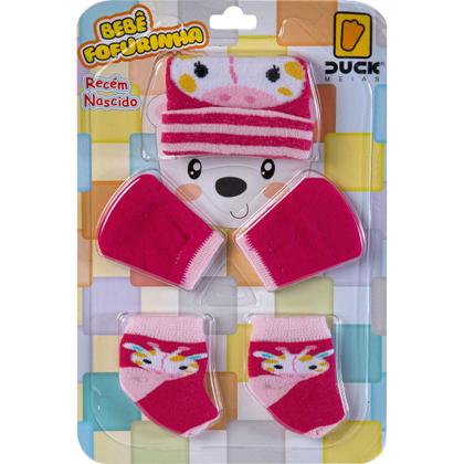 Imagem de Kit 2 Fofurinhas Touca Luva e Meia Bebê Recém Nascido Menina