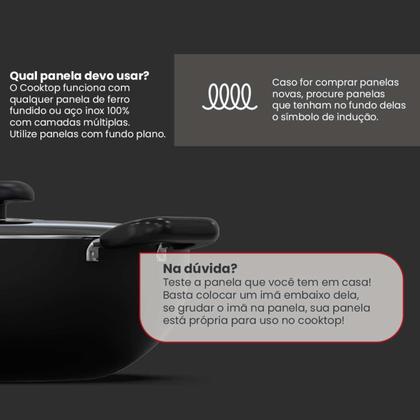 Imagem de Kit 2 Fogões Cooktop Vidro Indução Magnética Portátil 1 Boca