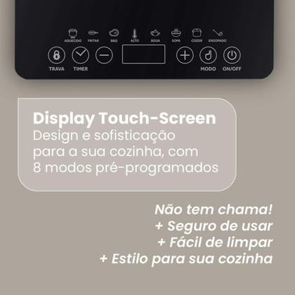 Imagem de Kit 2 Fogões Cooktop Vidro Indução Magnética Portátil 1 Boca