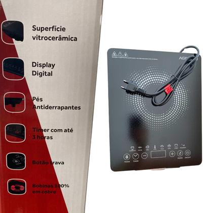 Imagem de Kit 2 Fogões Cooktop Vidro Indução Magnética Portátil 1 Boca