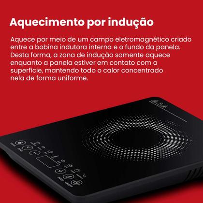 Imagem de Kit 2 Fogões Cooktop Vidro Indução Magnética Portátil 1 Boca