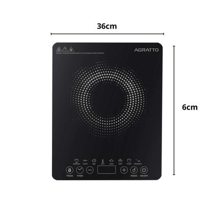 Imagem de Kit 2 Fogões Cooktop Vidro Indução Magnética Portátil 1 Boca