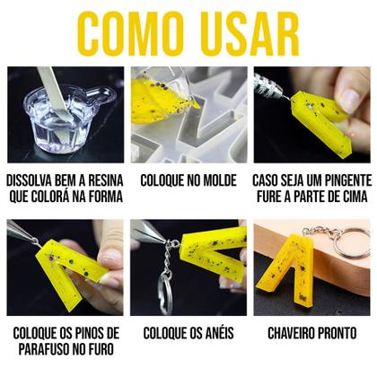 Imagem de Kit 2 Forma Molde Silicone Resina Letras Numeros Alfabetos