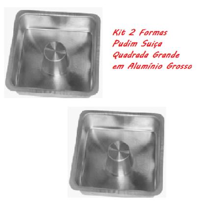 Imagem de Kit 2 Formas de Bolo Pudim Quadrado Suiça Grande e Altas, Bolos Recheados Vulcão em Alumínio Grosso