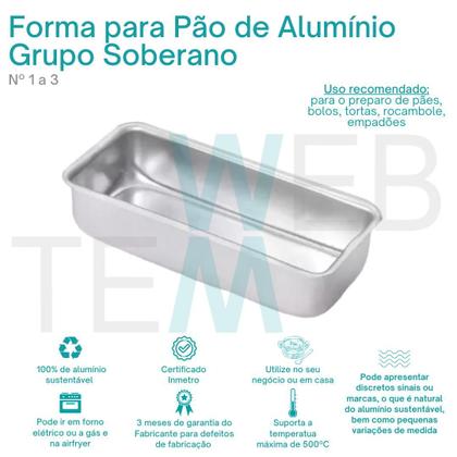 Imagem de Kit 2 Formas de Pão nº 3 Alumínio Sustentável para Pães, Bolo Inglês e Tortas, Cozimento Uniforme, Fácil Limpeza, Para Uso Caseiro ou Profissional