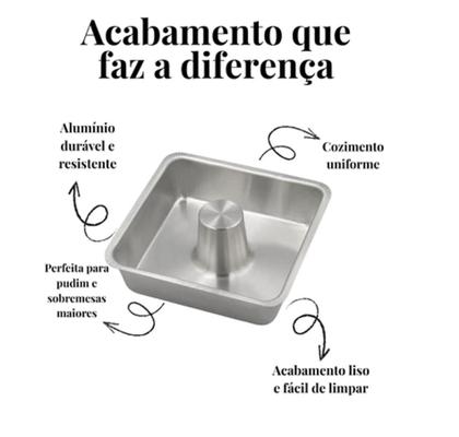 Imagem de Kit 2 Formas Suiça Quadrada Bolo Pudim 16cm e 20cm Caparroz