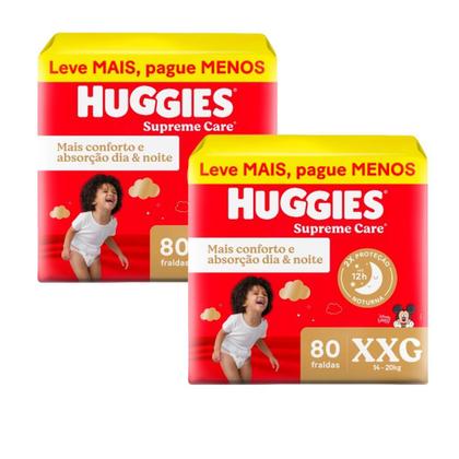 Imagem de Kit 2 Fralda Huggies Supreme Care Tamanho XXG 80 Unidades Descartáveis