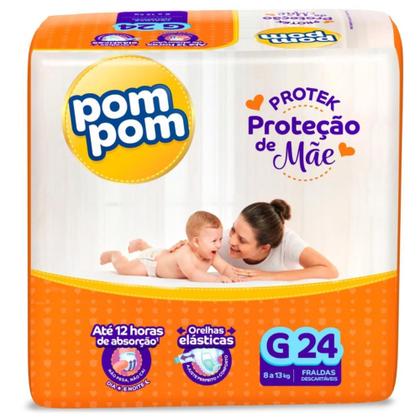 Imagem de Kit 2 Fralda Pom Pom Protek Proteção de Mãe Jumbo - Tamanho G - Total de 48 Unidades