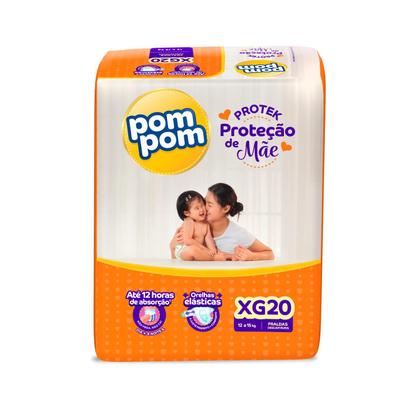 Imagem de Kit 2 Fralda Pom Pom Protek Proteção de Mãe Jumbo XG com 20un cada