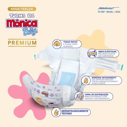 Imagem de Kit 2 Fralda Turma da Mônica Baby Premium Jumbo G com 18un cada