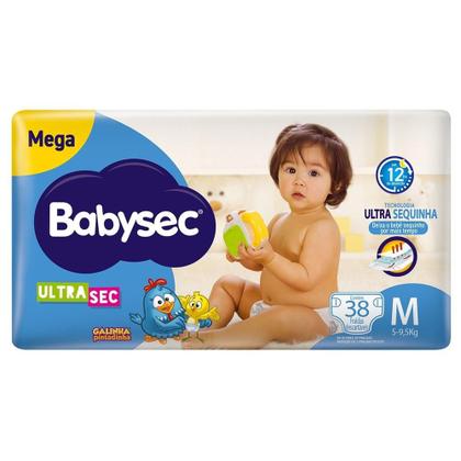 Imagem de Kit 2 Fraldas Babysec Galinha Pintadinha Ultrasec Mega Tamanho M 38 unidades cada