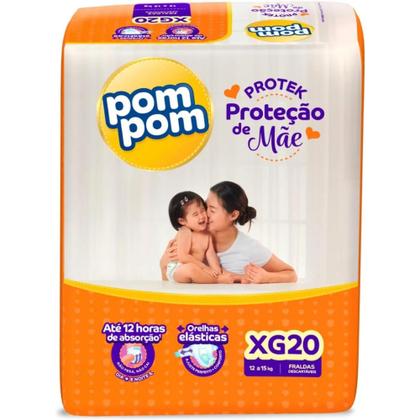 Imagem de KIT 2 Fraldas Pom pom Derma Protek Jumbo Tamanho XG 20 unidades