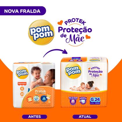 Imagem de Kit 2 Fraldas Pom Pom Protek Proteção de Mãe Jumbo G com 24un cada