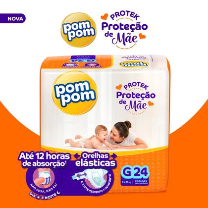 Imagem de Kit 2 Fraldas Pom Pom Protek Proteção de Mãe Jumbo G com 24un cada