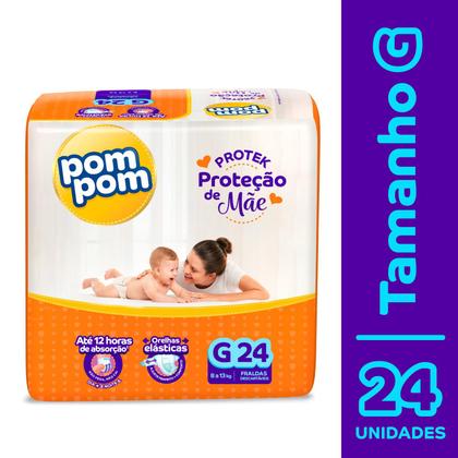 Imagem de Kit 2 Fraldas Pom Pom Protek Proteção de Mãe Jumbo G com 24un cada