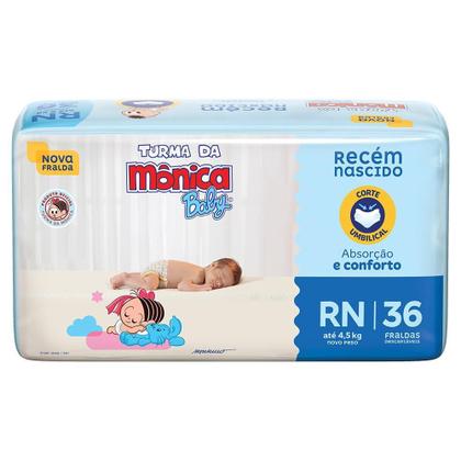 Imagem de Kit 2 Fraldas Turma da Mônica Baby Jumbo RN com 36un cada