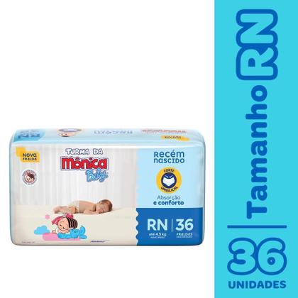 Imagem de Kit 2 Fraldas Turma da Mônica Baby Jumbo RN com 36un cada