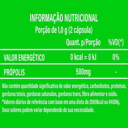 Imagem de Kit 2 Frascos Extrato Própolis Verde Suplemento Alimentar Natural 100% Puro 120 Cápsulas Green Seco Original Vitamina Encapsulado Premium