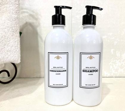 Imagem de Kit 2 Frascos Para Banheiro 500ml Shampoo e Condicionador