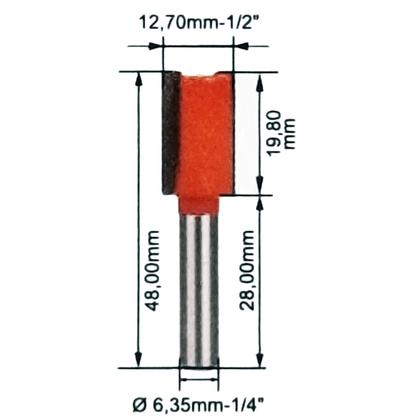 Imagem de Kit 2 Fresa Reta 1/2 Haste 1/4 Corte Duplo Metal Duro Tupia