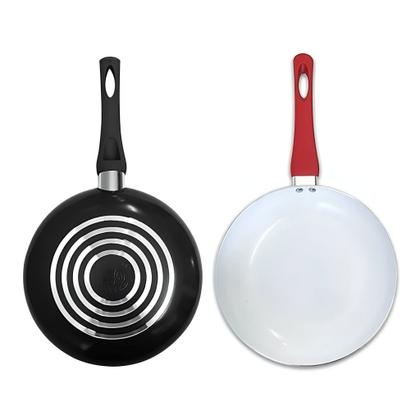Imagem de Kit 2 Frigideira Antiaderente de Cerâmica 4mm Reforçada Com Cabo Chique Ergonômico Prime