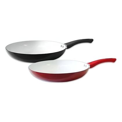 Imagem de Kit 2 Frigideira Antiaderente de Cerâmica 4mm Reforçada Com Cabo Chique Ergonômico Prime