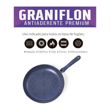 Imagem de Kit 2 Frigideiras Indução 24cm 20cm Azul Inox Moda do Chef