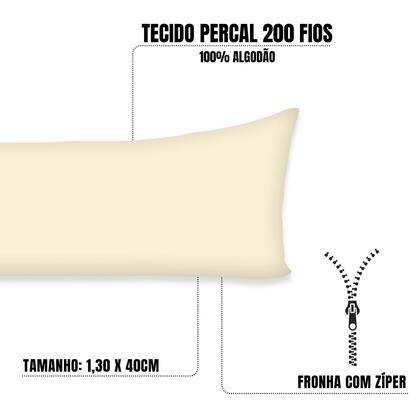 Imagem de Kit 2 Fronhas 1,30x40 C/ Zíper Travesseiro de Corpo Xuxão 100% Algodão 200 fios