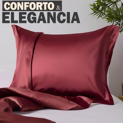 Imagem de Kit 2 Fronhas de Cetim Toque Seda Luxo Antifrizz 50x70 cm 4 Aba Capa Para Travesseiro