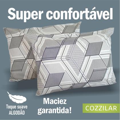 Imagem de Kit 2 Fronhas De Travesseiro 200 Fios Estampada 70cm x 50cm 