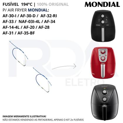 Imagem de Kit 2 fusíveis 194 originais p/ air fryer mondial af31 af32