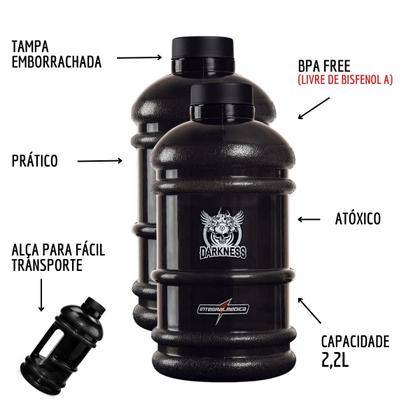Imagem de Kit 2 Galão Água Academia Garrafa Treino 2,2 Litros Darkness Preto