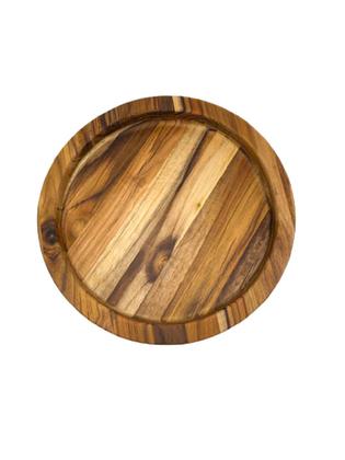 Imagem de Kit 2 Gamela De Madeira Churrasco Redonda Com Tampa De Vidro