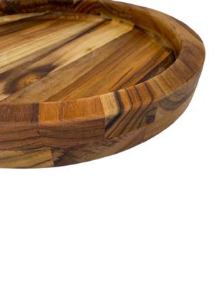 Imagem de Kit 2 Gamela De Madeira Churrasco Redonda Com Tampa De Vidro