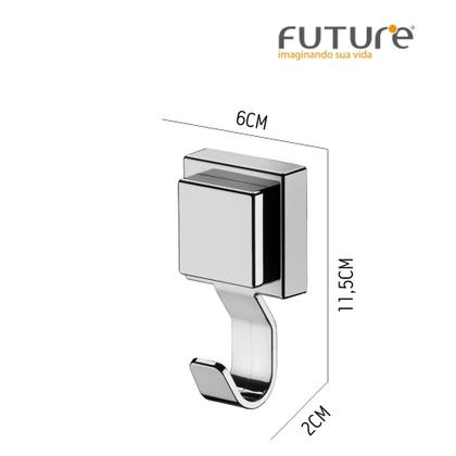 Imagem de Kit 2 Ganchos Cabide de Parede Multiuso Banheiro Quarto Cozinha com Ventosa Prata Future