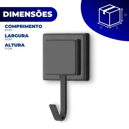 Imagem de Kit 2 Ganchos Cabide Suporte Porta Toalha de Rosto de Parede Banheiro 3M Sem Furo Preto Black Arthi