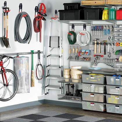 Imagem de Kit 2 Ganchos Para Pendurar Escada Cadeira Multiuso Parede Médio Suporte Bicicleta Bike Mangueira Vassoura Pá Duplo Resistente Ferramentas Vertical