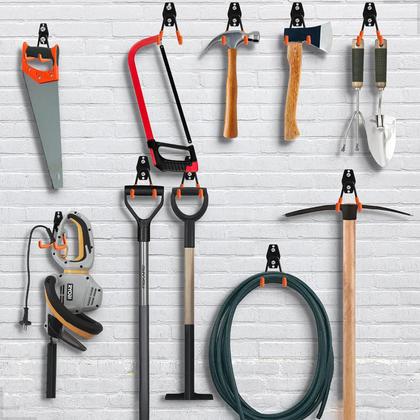 Imagem de Kit 2 Ganchos Para Pendurar Escada Cadeira Multiuso Parede Médio Suporte Bicicleta Bike Mangueira Vassoura Pá Duplo Resistente Ferramentas Vertical