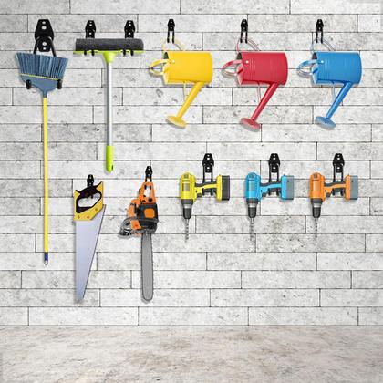 Imagem de Kit 2 Ganchos Para Pendurar Escada Cadeira Multiuso Parede Médio Suporte Bicicleta Bike Mangueira Vassoura Pá Duplo Resistente Ferramentas Vertical
