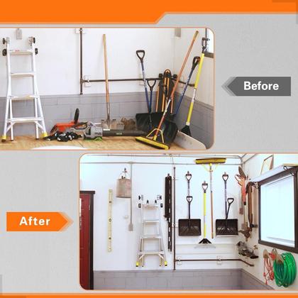 Imagem de Kit 2 Ganchos Para Pendurar Escada Cadeira Multiuso Parede Médio Suporte Bicicleta Bike Mangueira Vassoura Pá Duplo Resistente Ferramentas Vertical