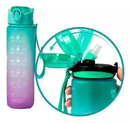 Imagem de Kit 2 Garrafa Água Adesivo 2d Squeeze Academia Fitness 900ml