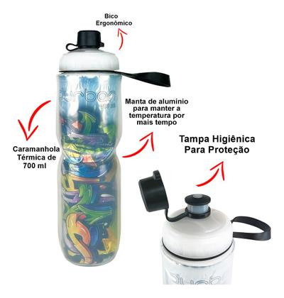 Imagem de kit 2 Garrafa Squeeze Termica Caramanhola Iris bike 700ml